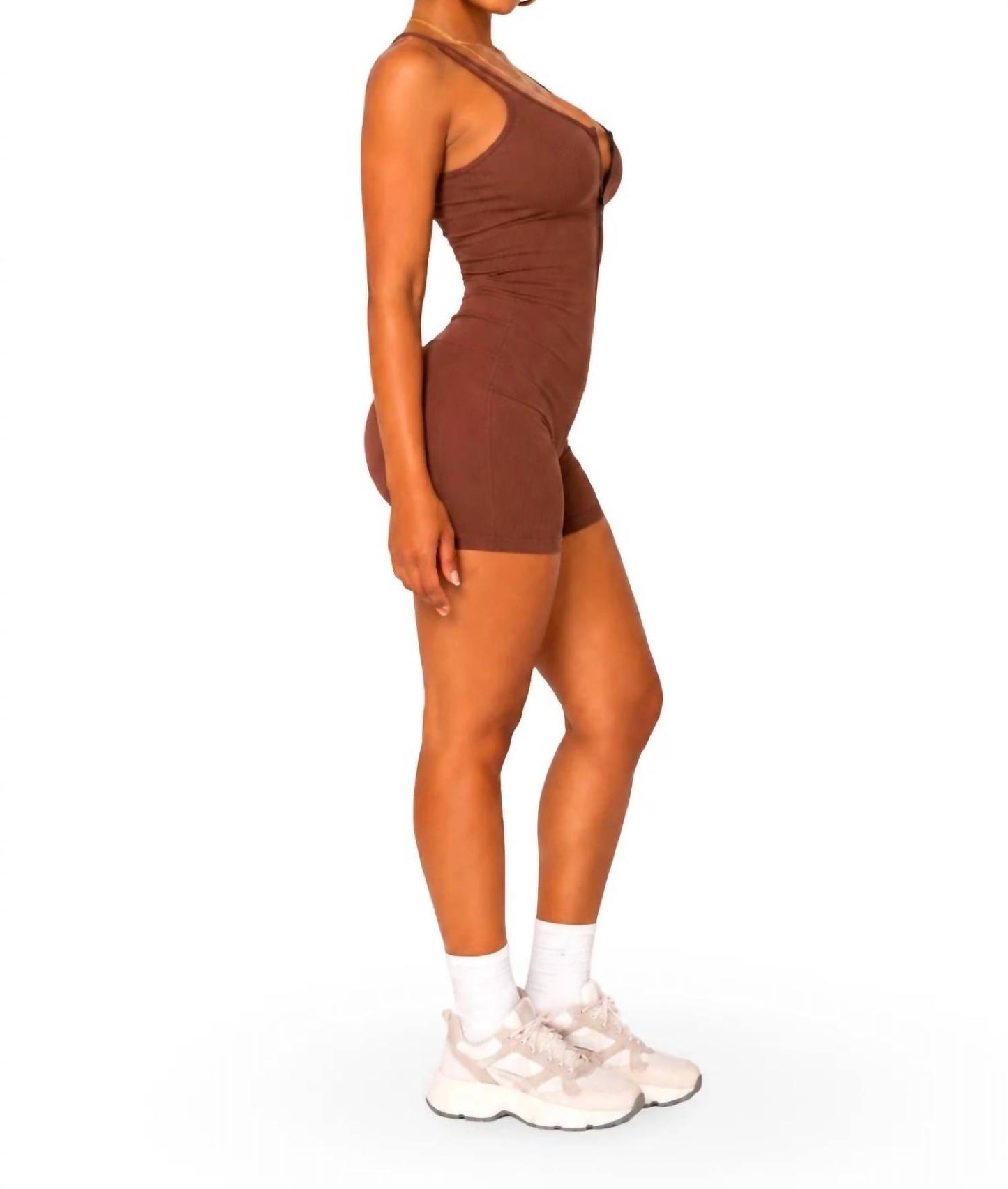On a Daily Stretchy Spaghetti Strap Zip Up Romper