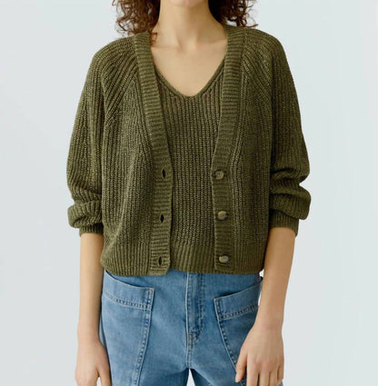 Button Front Long Sleeve Cardigan