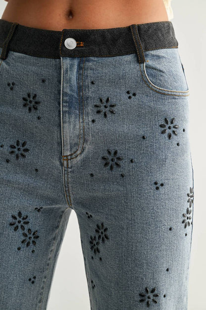 Straight-leg Jeans With Hot Fix Embellished