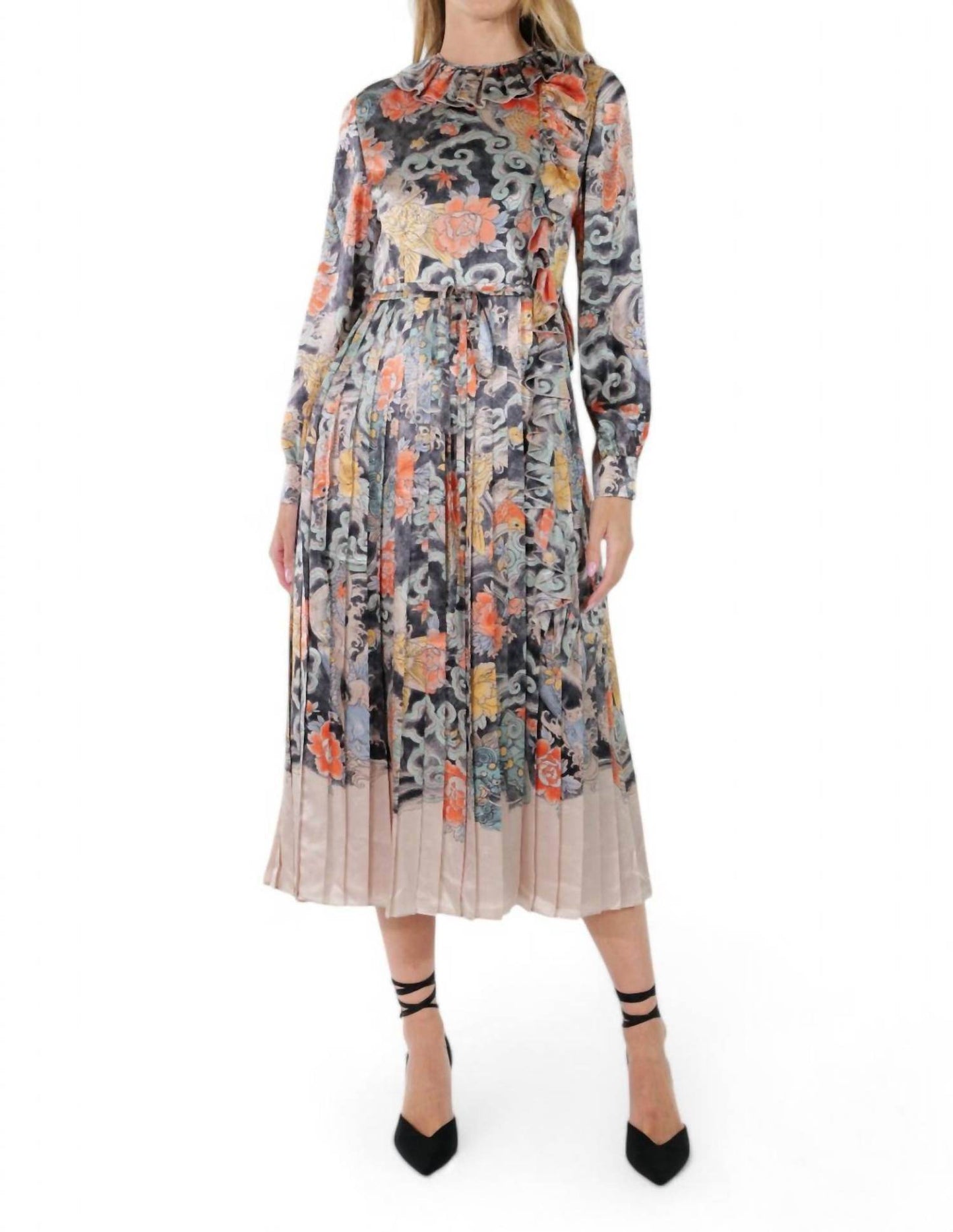 Valentino - Printed Pleated Midi Dress - Rack Hunt