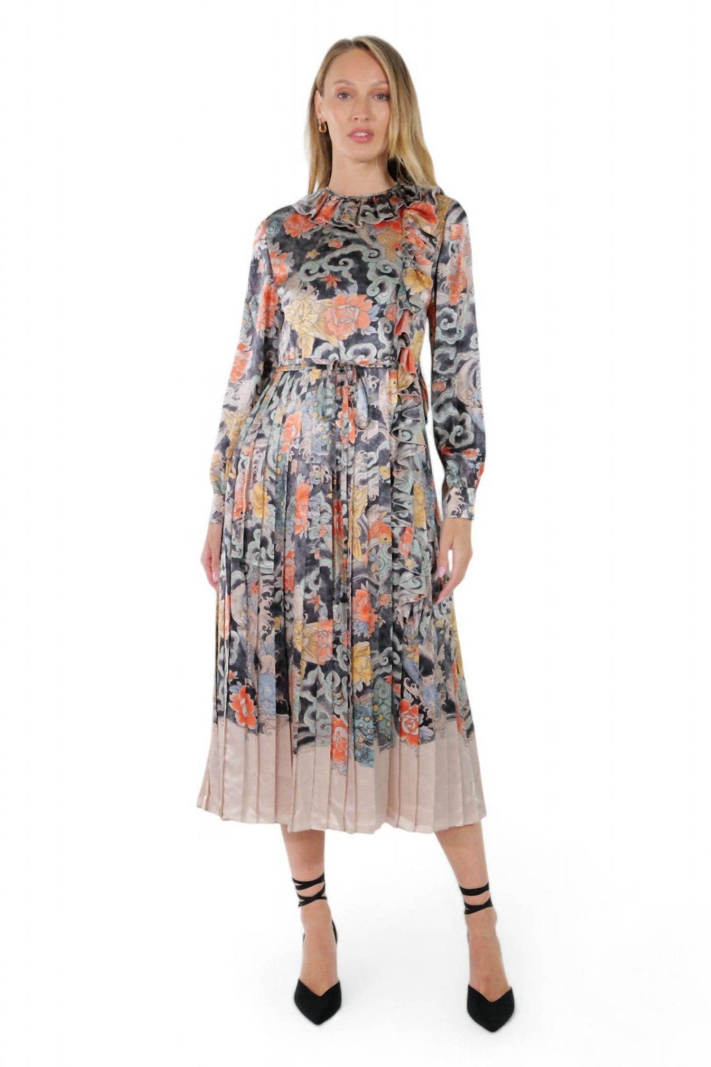 Valentino - Printed Pleated Midi Dress - Rack Hunt
