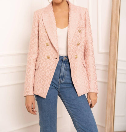 Double Breasted Tweed Blazer
