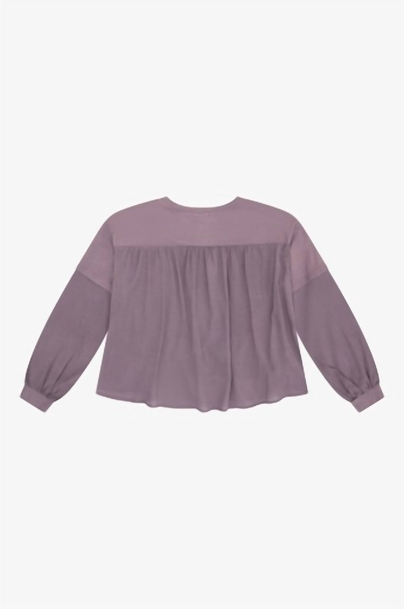 Girl's Cotton Gauze Mixed Media Long Sleeve Top