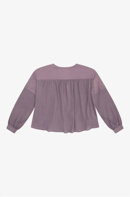 Girl's Cotton Gauze Mixed Media Long Sleeve Top