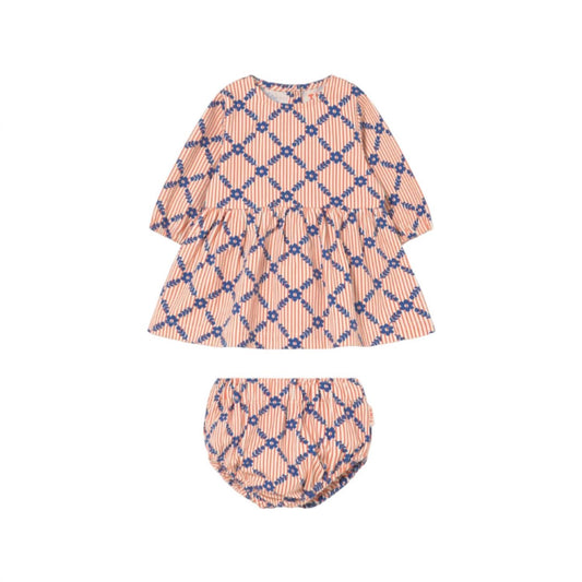 Girl's Flower Grid Baby Set
