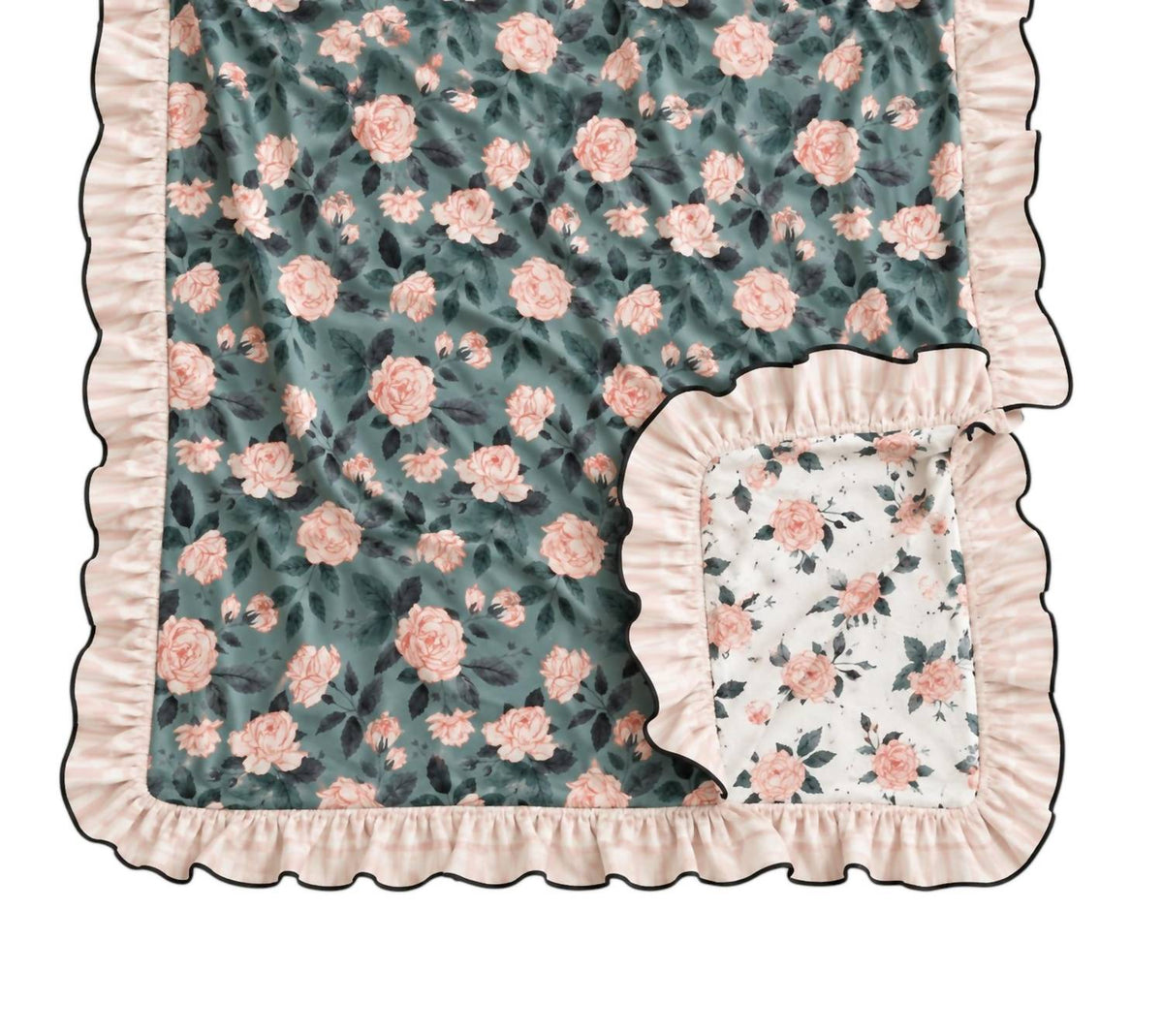 Toddler Evelyn Floral Bamboo Ruffle Blanket