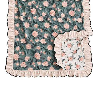 Toddler Evelyn Floral Bamboo Ruffle Blanket