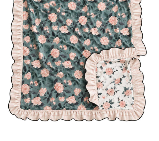 Toddler Evelyn Floral Bamboo Ruffle Blanket