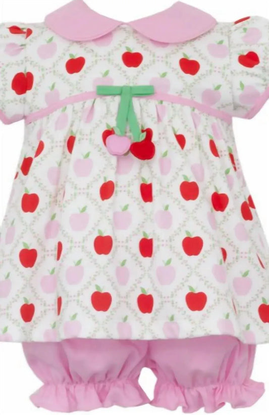 Claire & Charlie - Girl's Apple Print Knit Bloomer Set - Rack Hunt