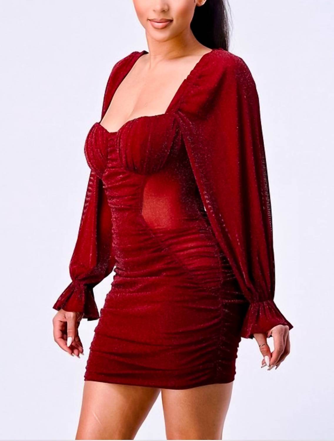 Little Secret Of Mine - Women's I’m So Glam Shimmery Sweetheart Ruched Mini Dress - Rack Hunt