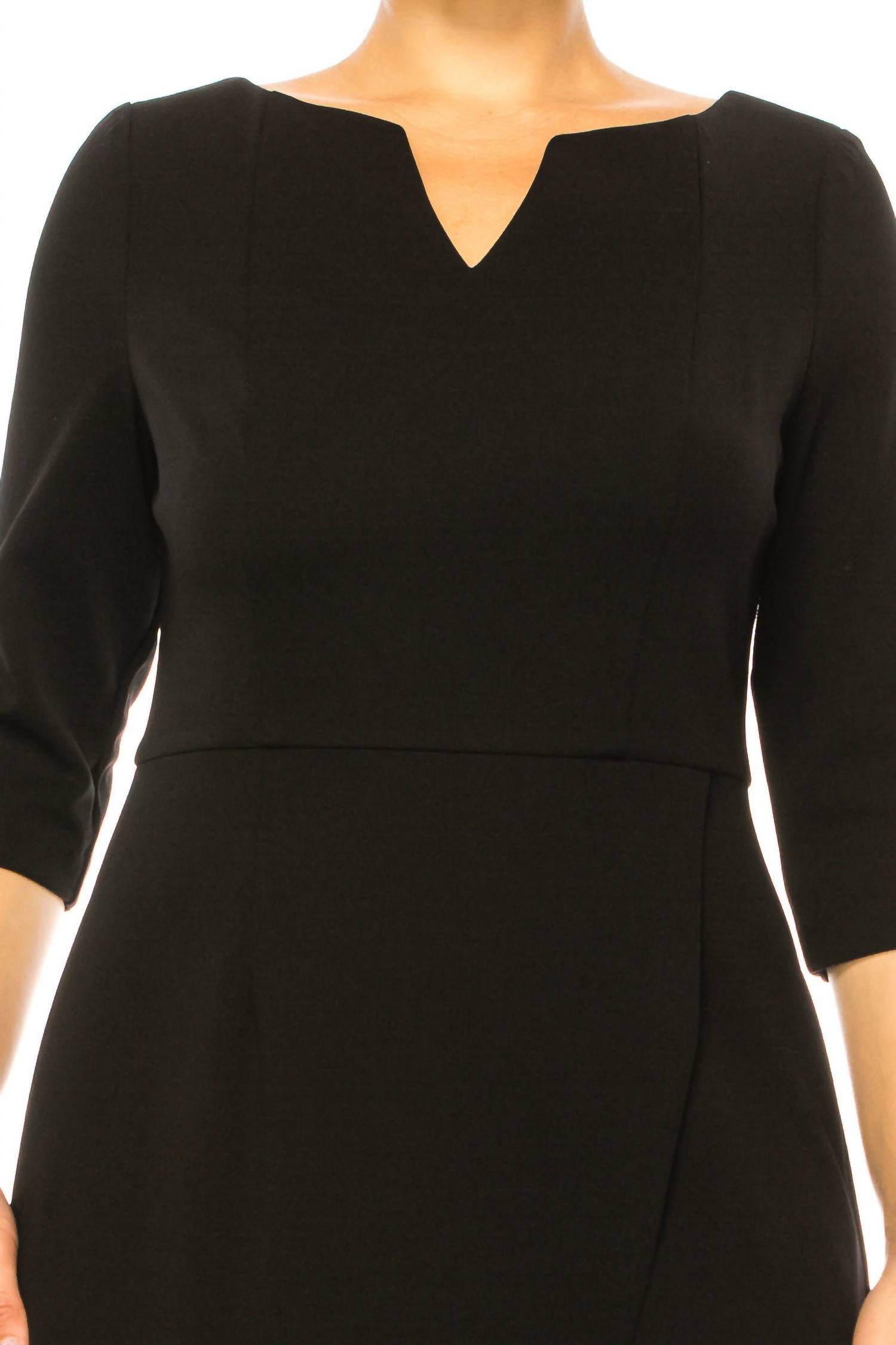 Connected Apparel - V-cut Neck 3/4 Sleeve Dress - Rack Hunt -