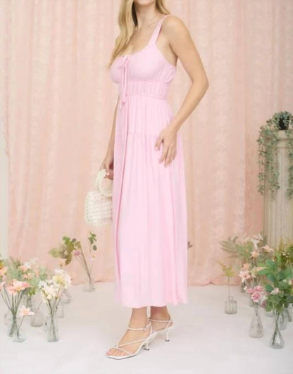 Front Tie Keyhole Detail Sleeveless Midi Dress