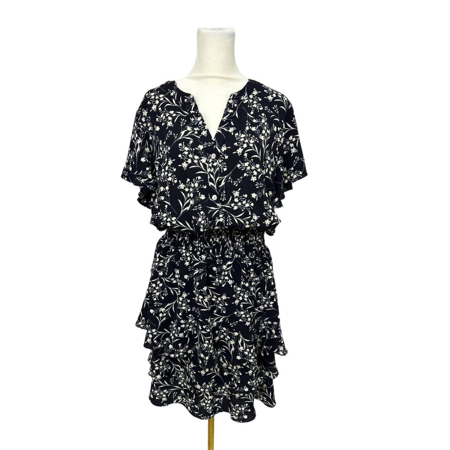 Kate and Lily - Floral Ruffle Dress Short Sleeve Button Front - Rack Hunt -