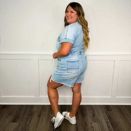 Dreams You See Cotton Blend Short Sleeve Romper