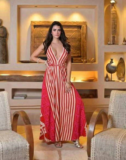 Levane V-Neck Striped Maxi Dress
