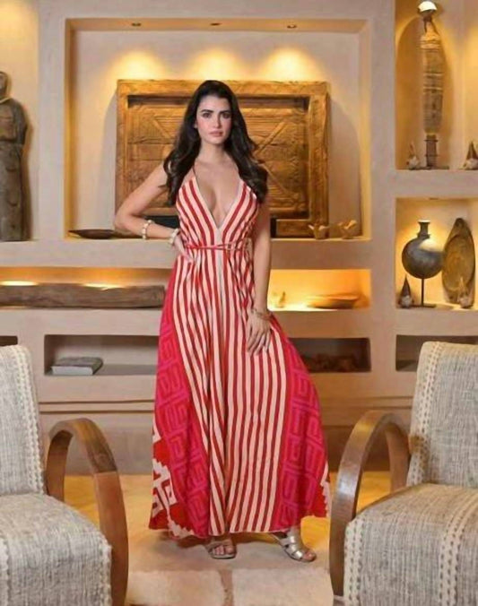 Levane V-Neck Striped Maxi Dress