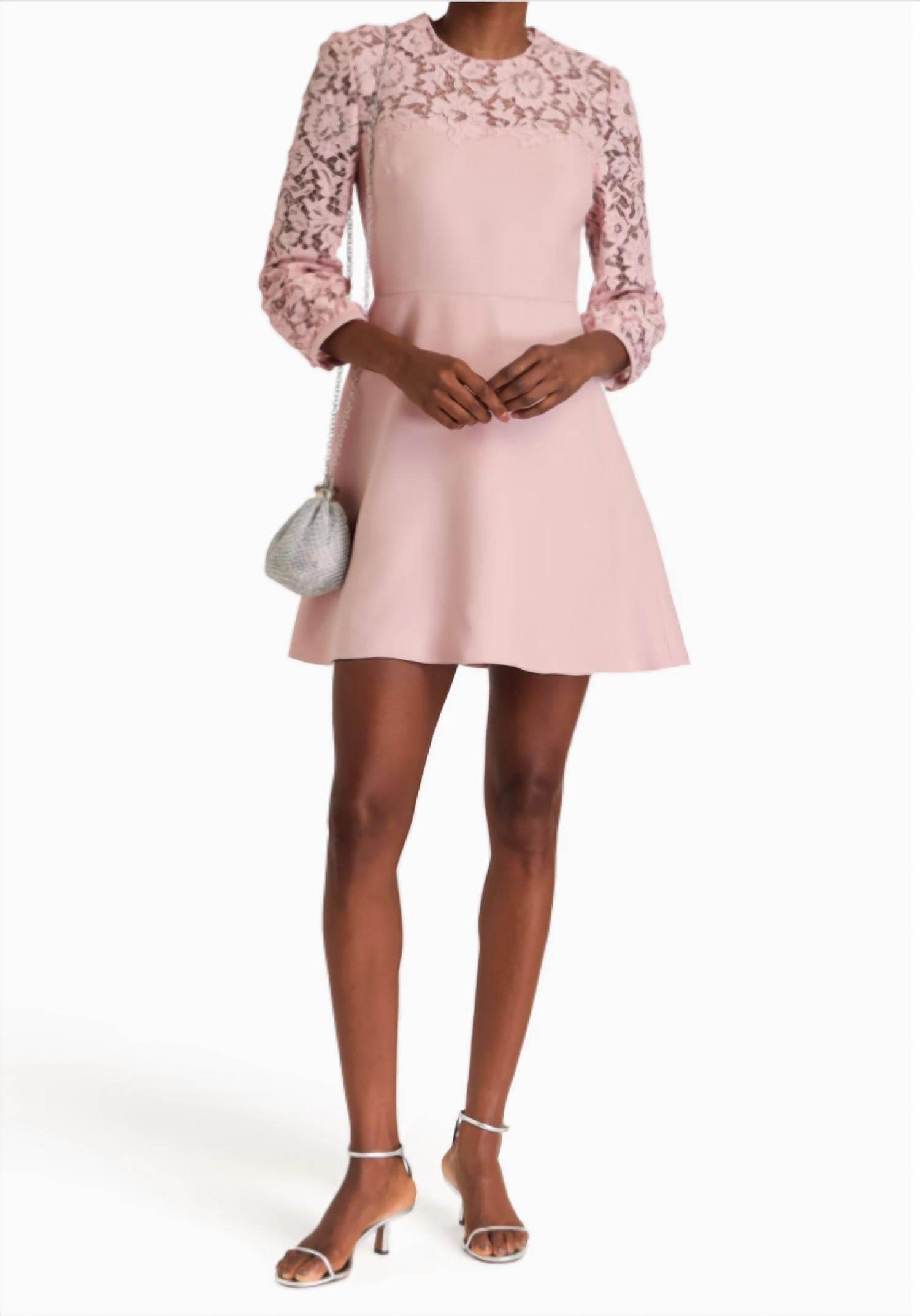 Valentino - Corded Lace Paneled Crepe Mini Dress - Rack Hunt