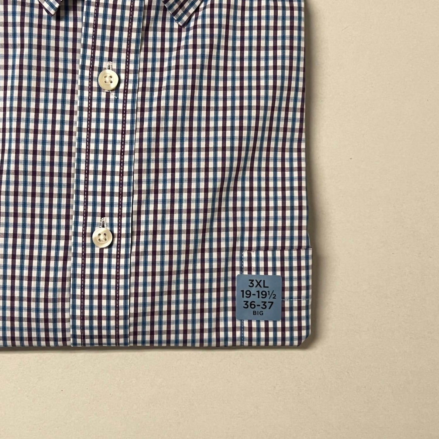 Stafford - Men's Plum Checked Smart Tech Performance Poplin Shirt - Rack Hunt -