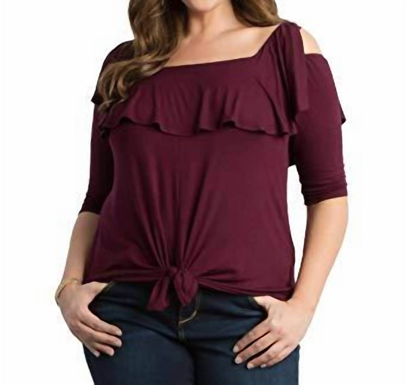 Kiyonna - Kelsey Off Shoulder Flounce Top - Rack Hunt -