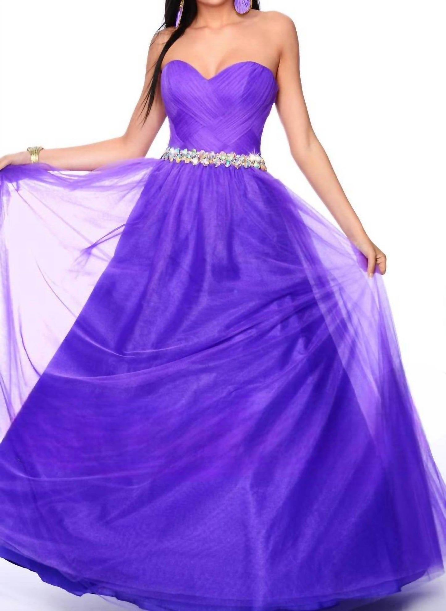 Precious Formals - Shimmery Waistline Beadwork Strapless Ballgown - Rack Hunt