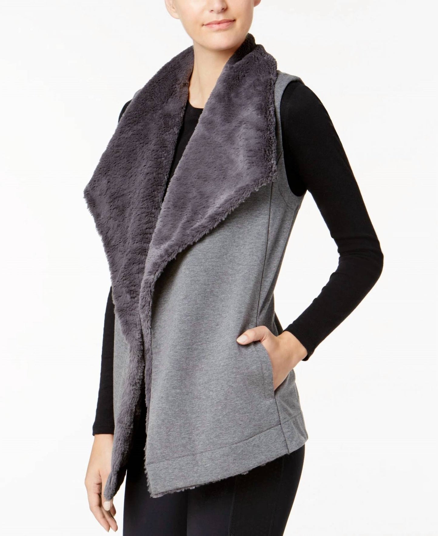 Ideology Womens Faux Fur Collar Wrap