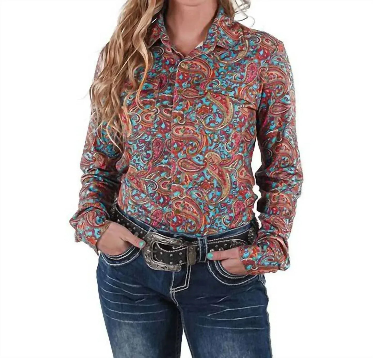 Cowgirl Tuff - Paisley Print Long Sleeve Top - Rack Hunt