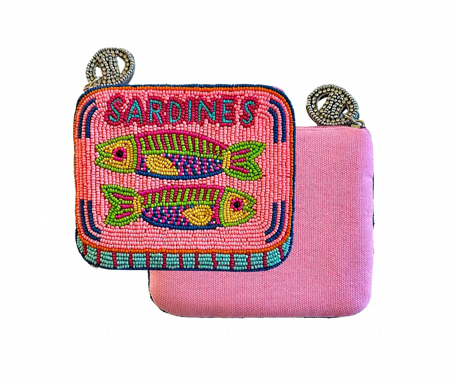Women's Beaded Sardines Fish In Tin Can Coin Pouch