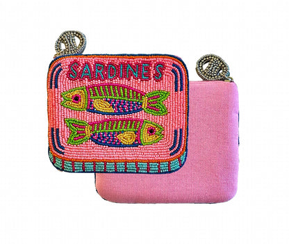Women's Beaded Sardines Fish In Tin Can Coin Pouch