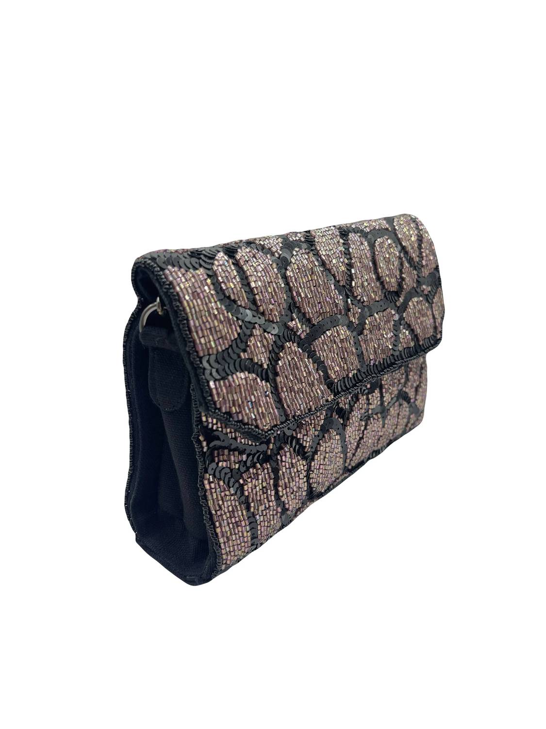 Women's Animal Print Beaded Clutch Bag