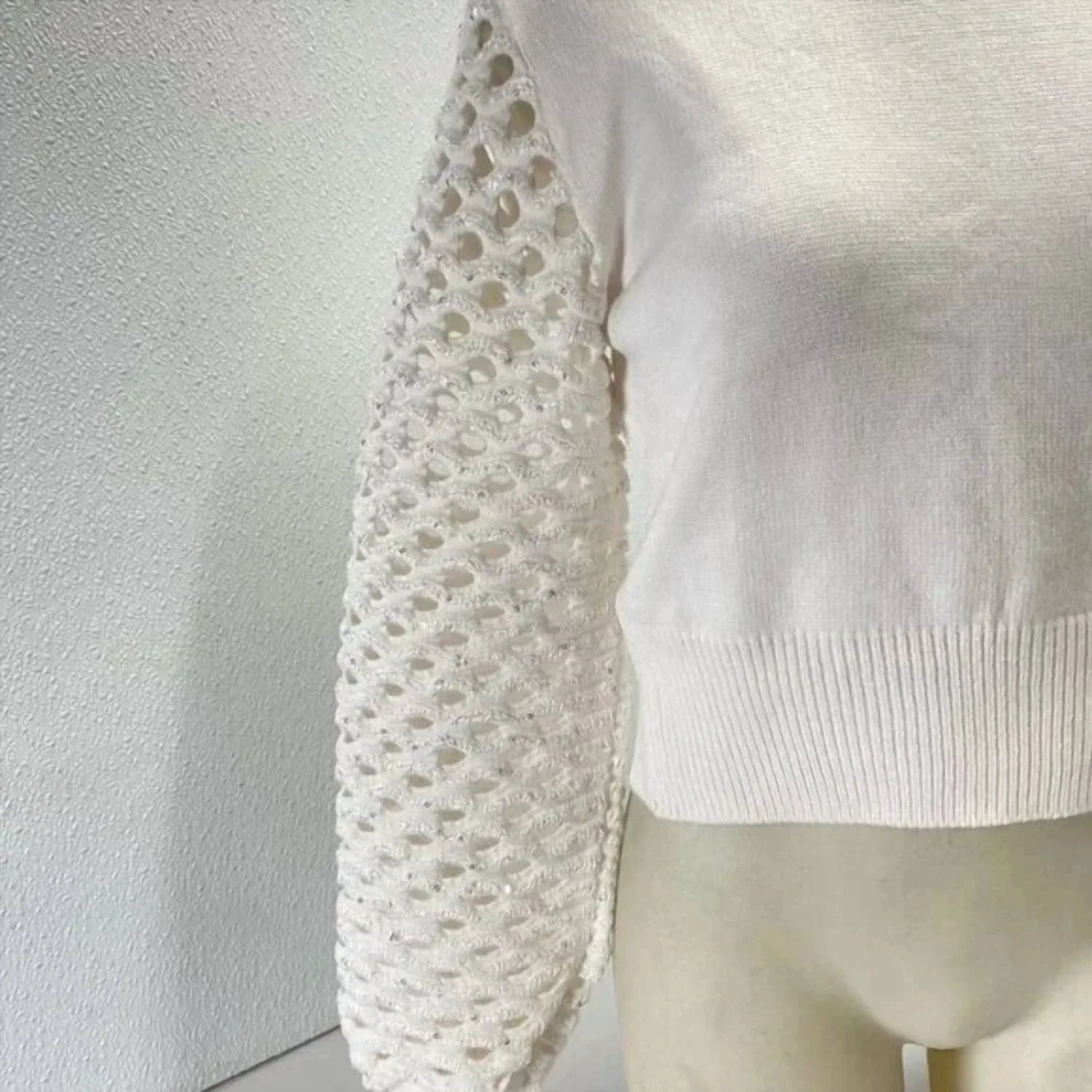 Maria Pavan - Women’s Sequin Braided Long Sleeve Soft Sweater - Rack Hunt