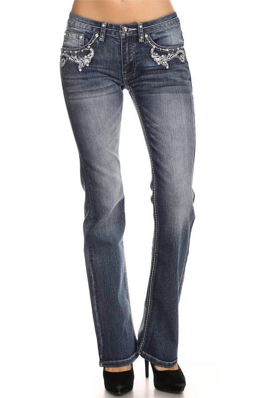 Bus Stop - Naughty Denim with Skull Pockets - Rack Hunt -