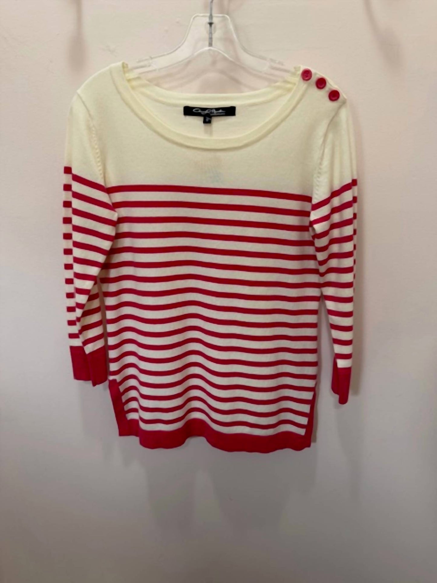 Women's Stripe Button Neck Sweater