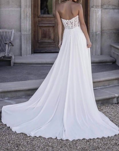 Puffed Sleeve A-line Gown