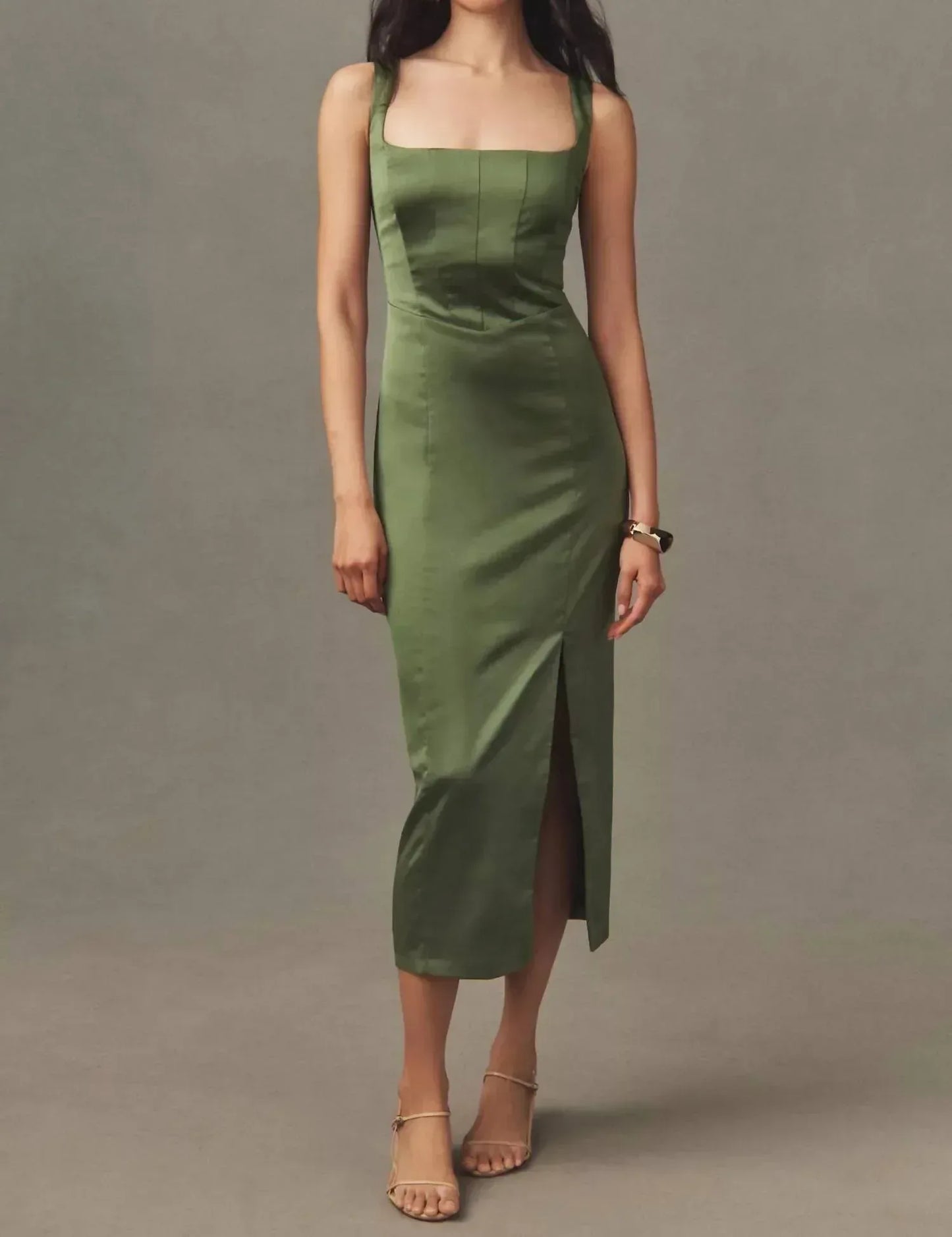 BHLDN - Corset Satin Midi Dress - Rack Hunt