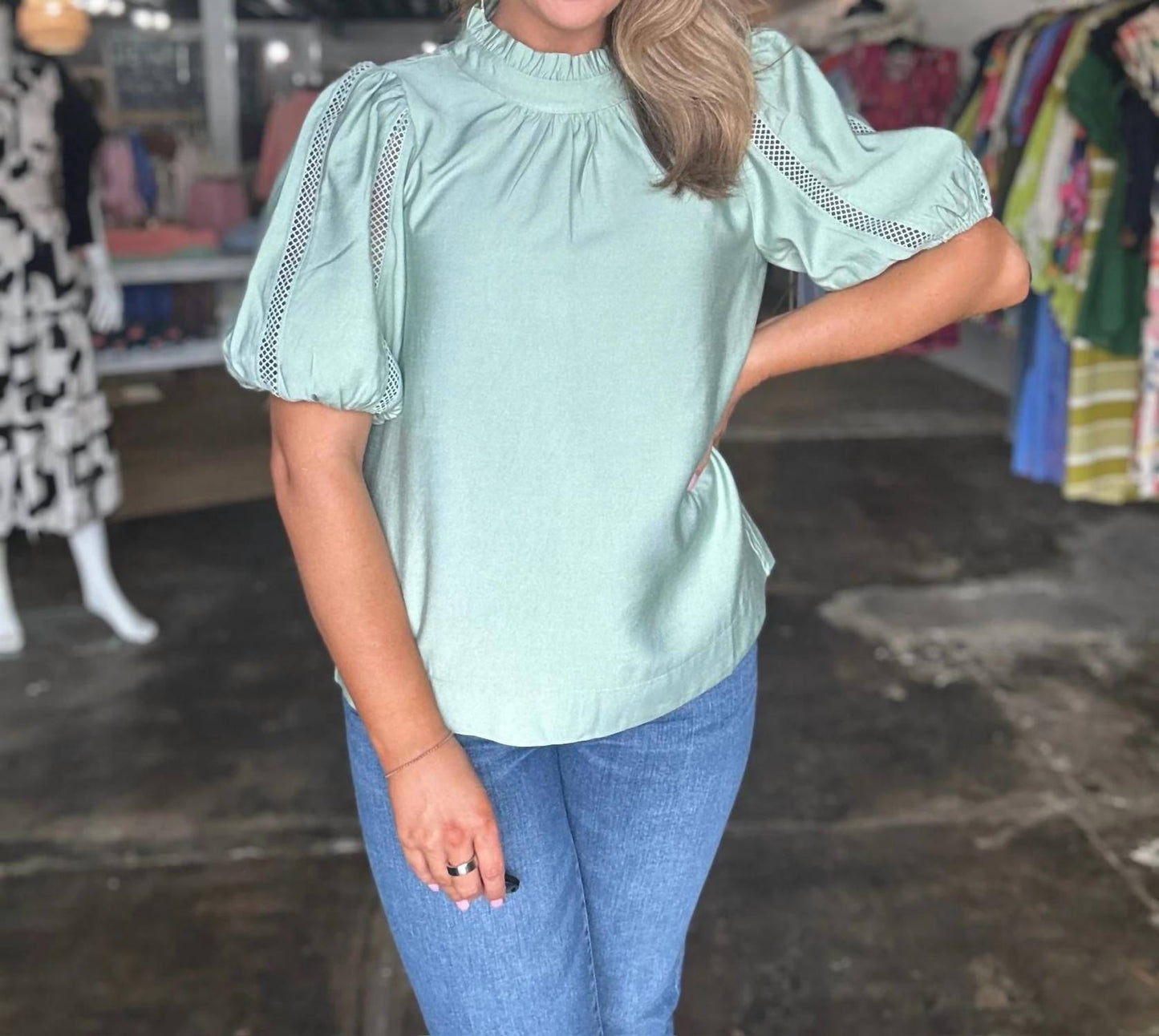 Ruffle Neck Top