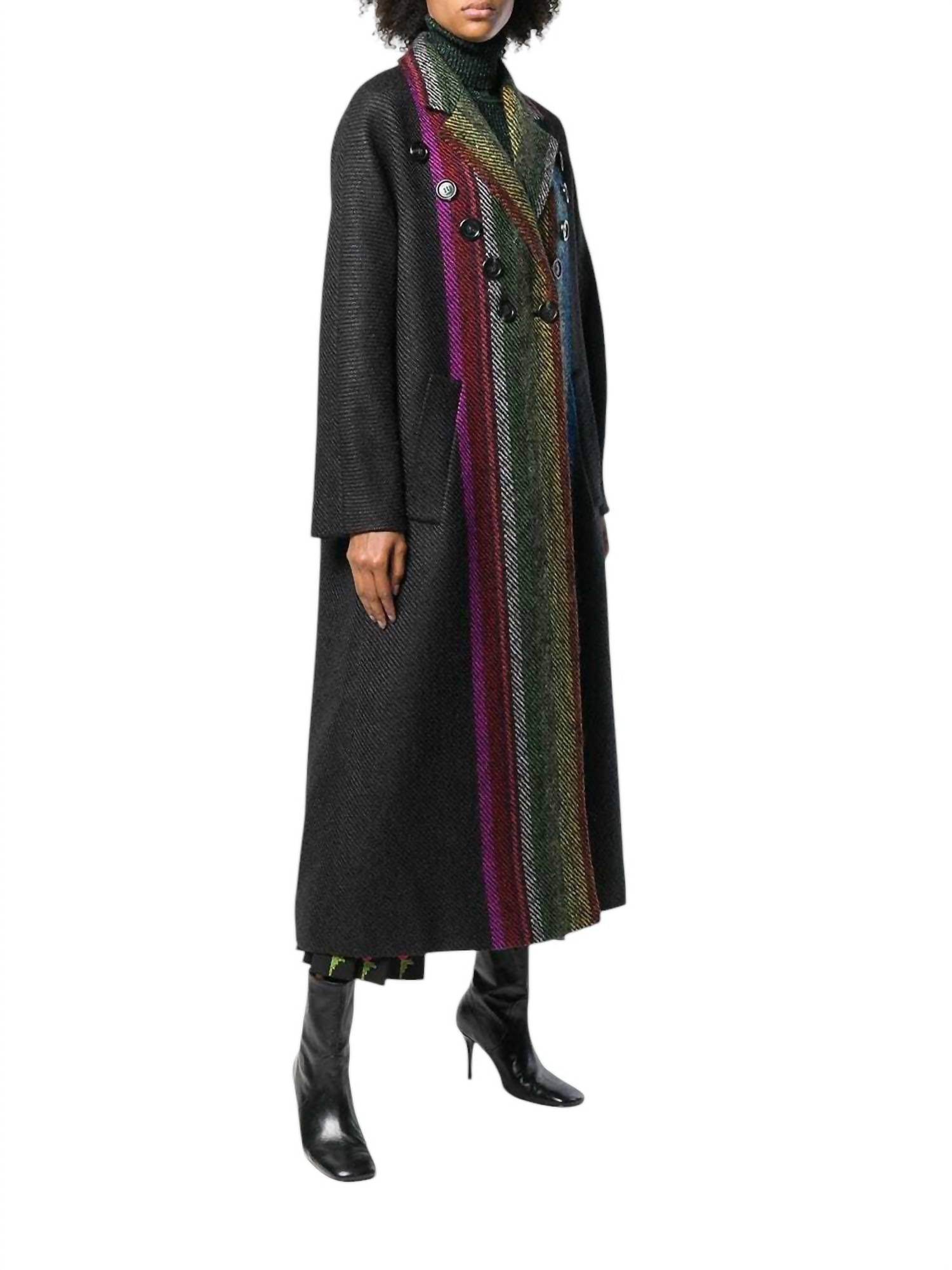 Marco De Vicenzo - Runway Wool Blend Striped Long Coat - Rack Hunt -