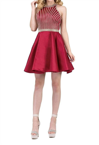 Beaded Halter Neck Homecoming Dress