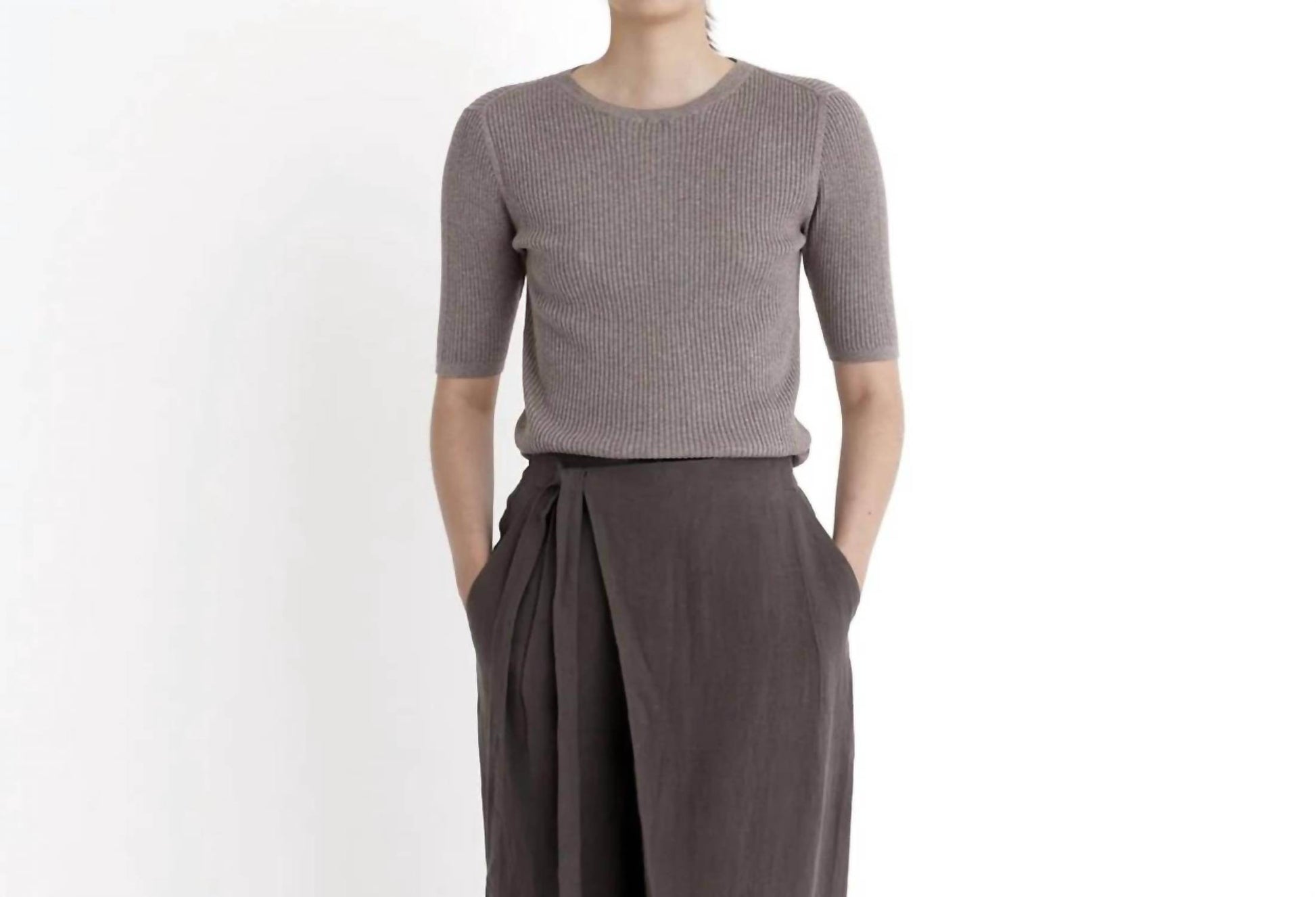 7115 by SZEKI - Ribbed Short Sleeve Top - Rack Hunt