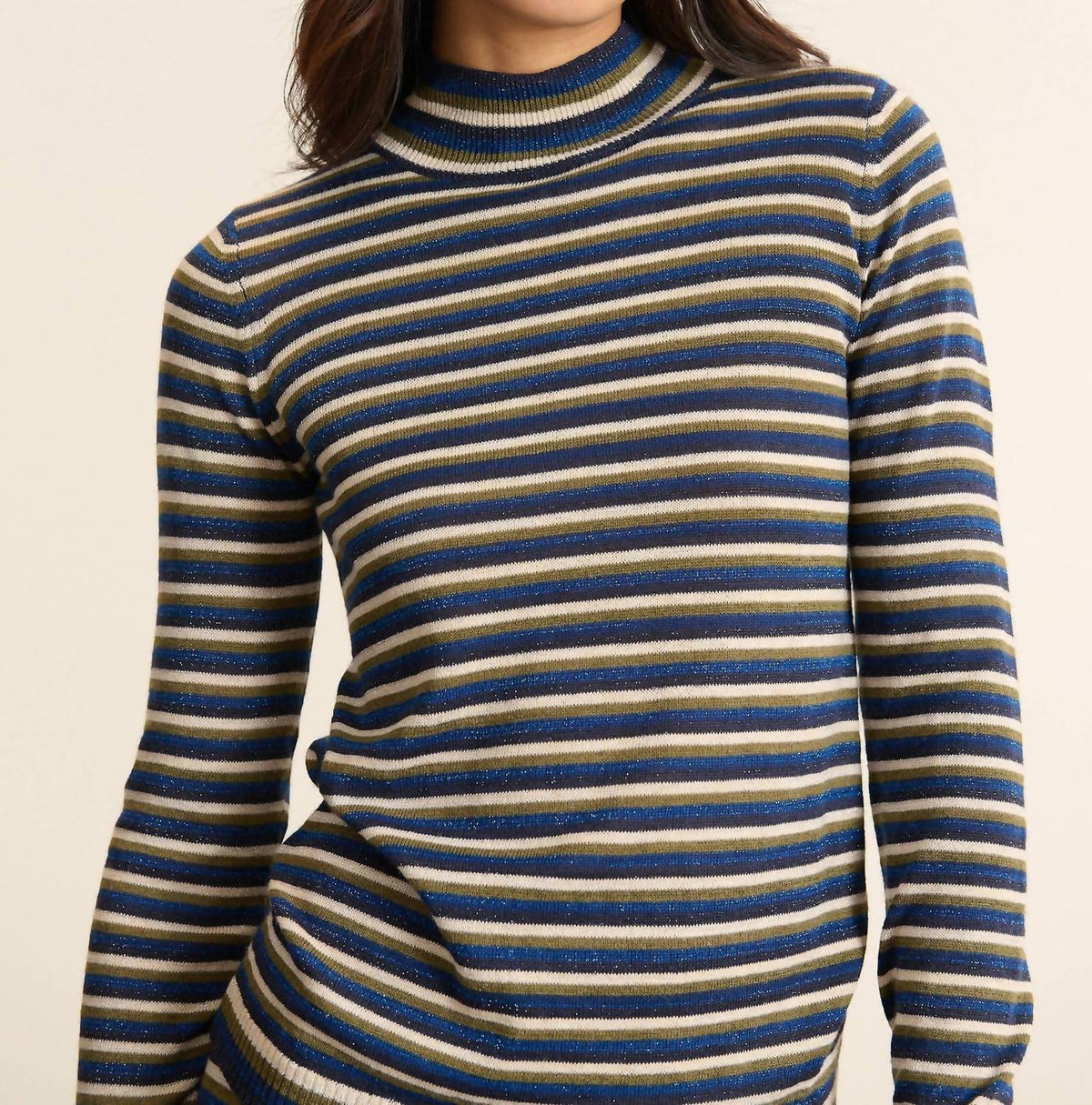 High Neck Lurex Sweater Top