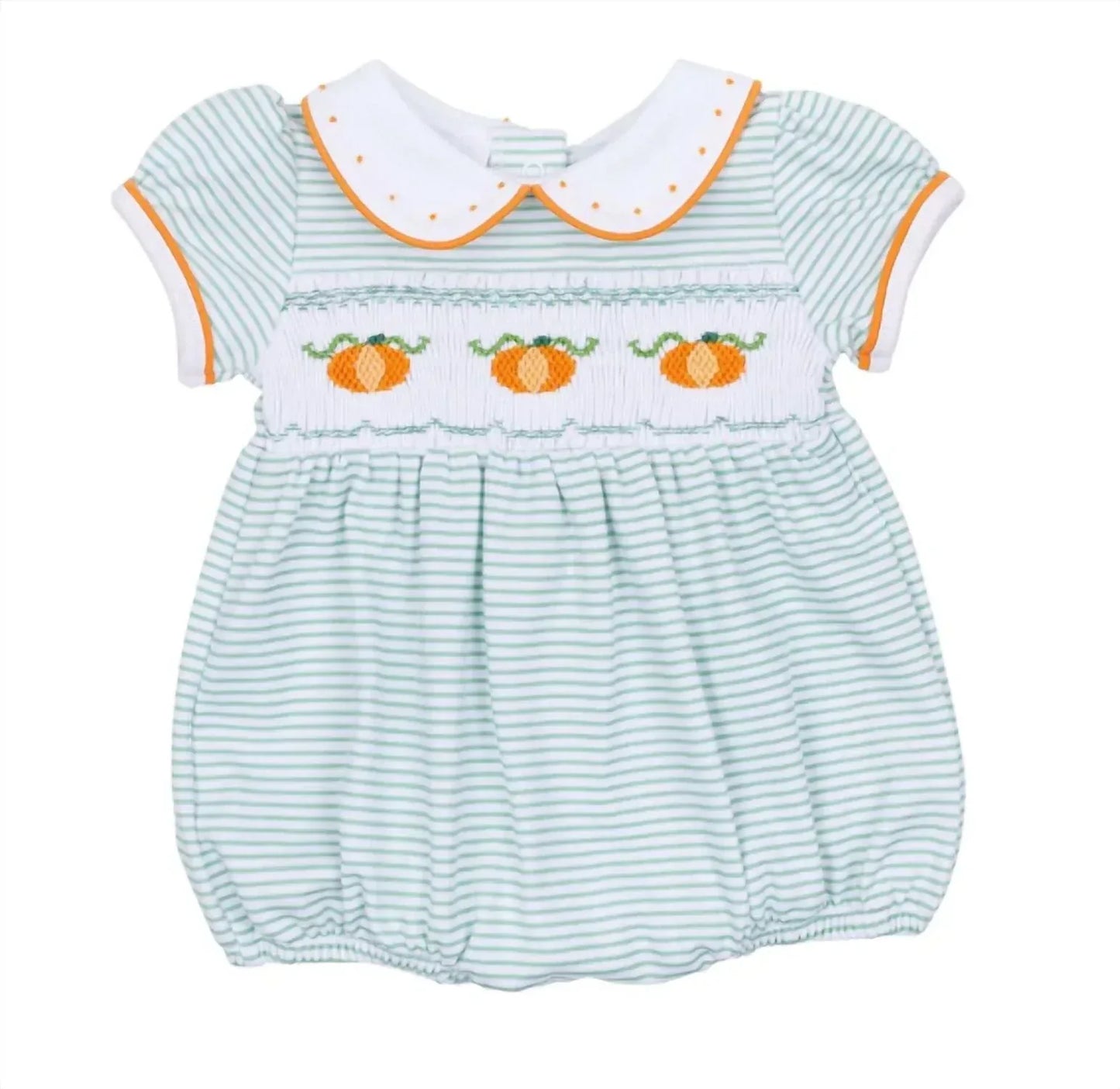 Magnolia Baby - Girl's Lil' Pumpkin Classics Smocked Short Sleeve Bubble - Rack Hunt