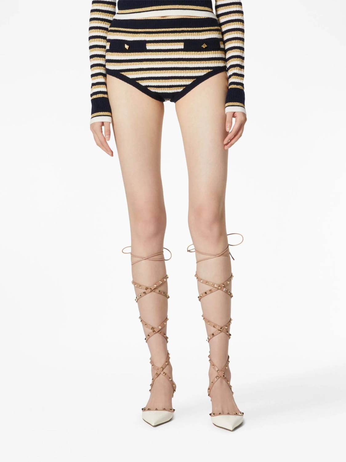 Valentino - Striped Lurex Mini Shorts - Rack Hunt