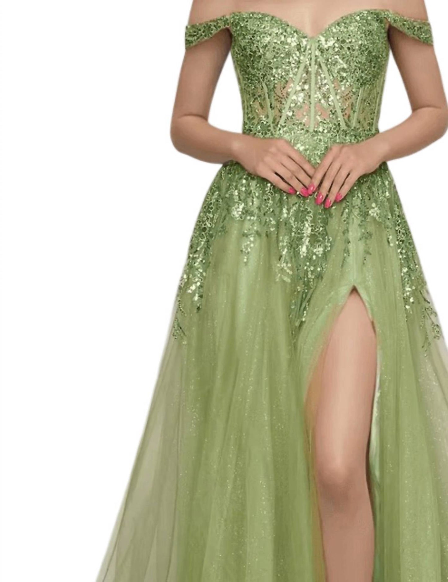 Long Glitter Formal Prom Slit Dress