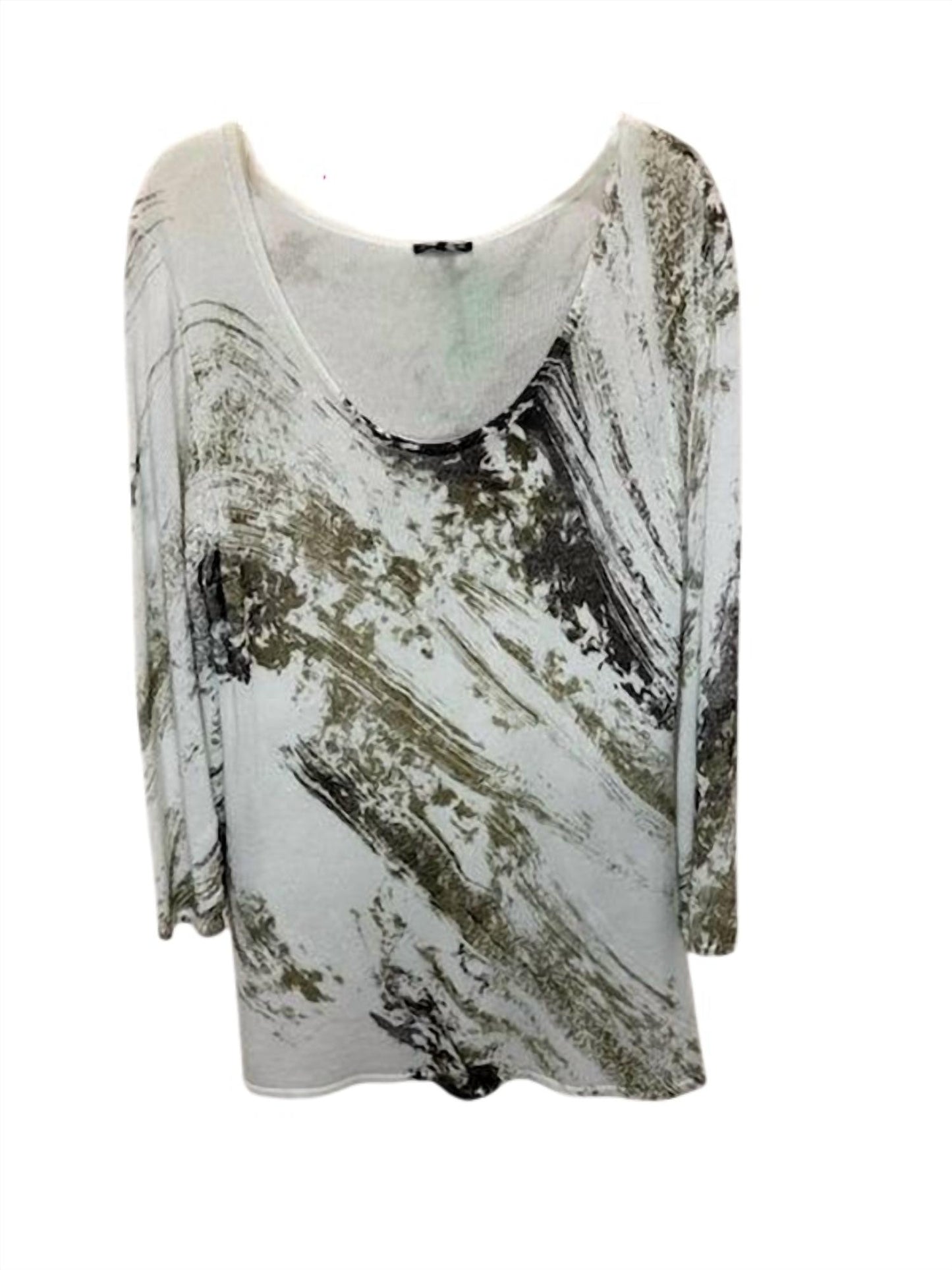 Women Painted Scoop Neck Pull On Sweater