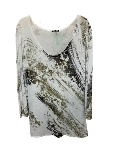 Women Painted Scoop Neck Pull On Sweater