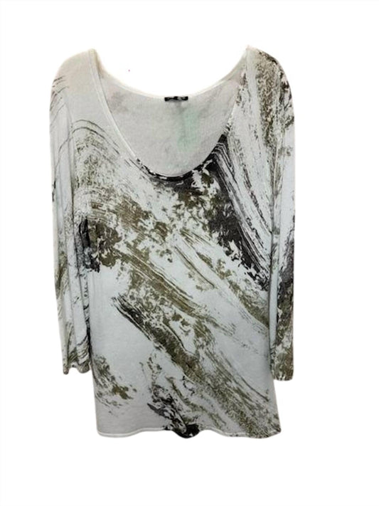 Women Painted Scoop Neck Pull On Sweater