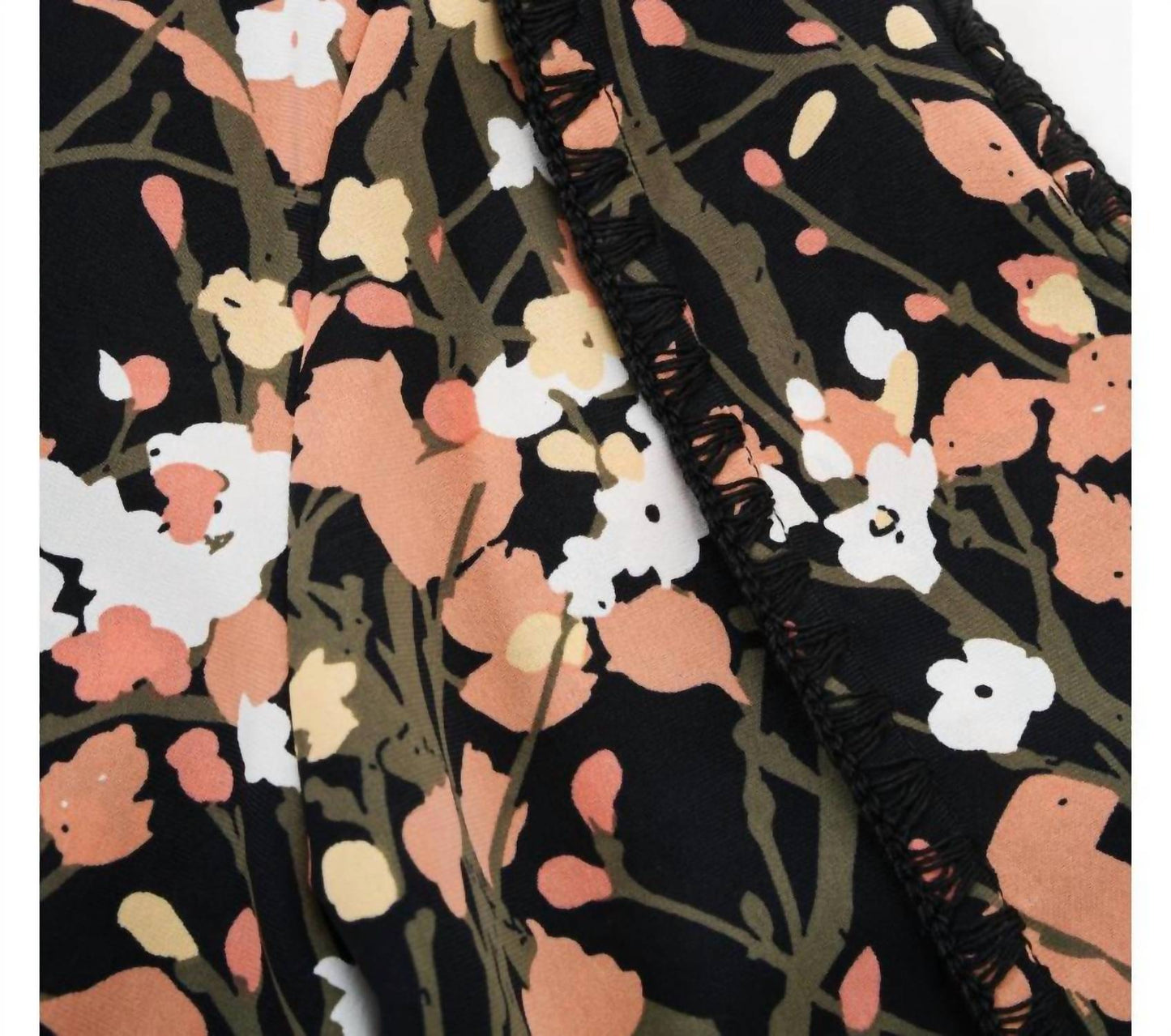 Women's Cuffed Spring Foliage Blouse With Front Tie