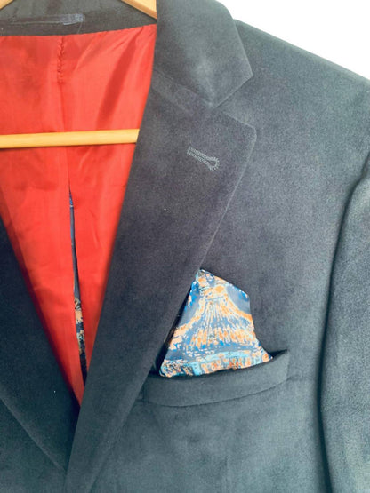 Velvet Blazer With Silk Lining And Pocket Scarf