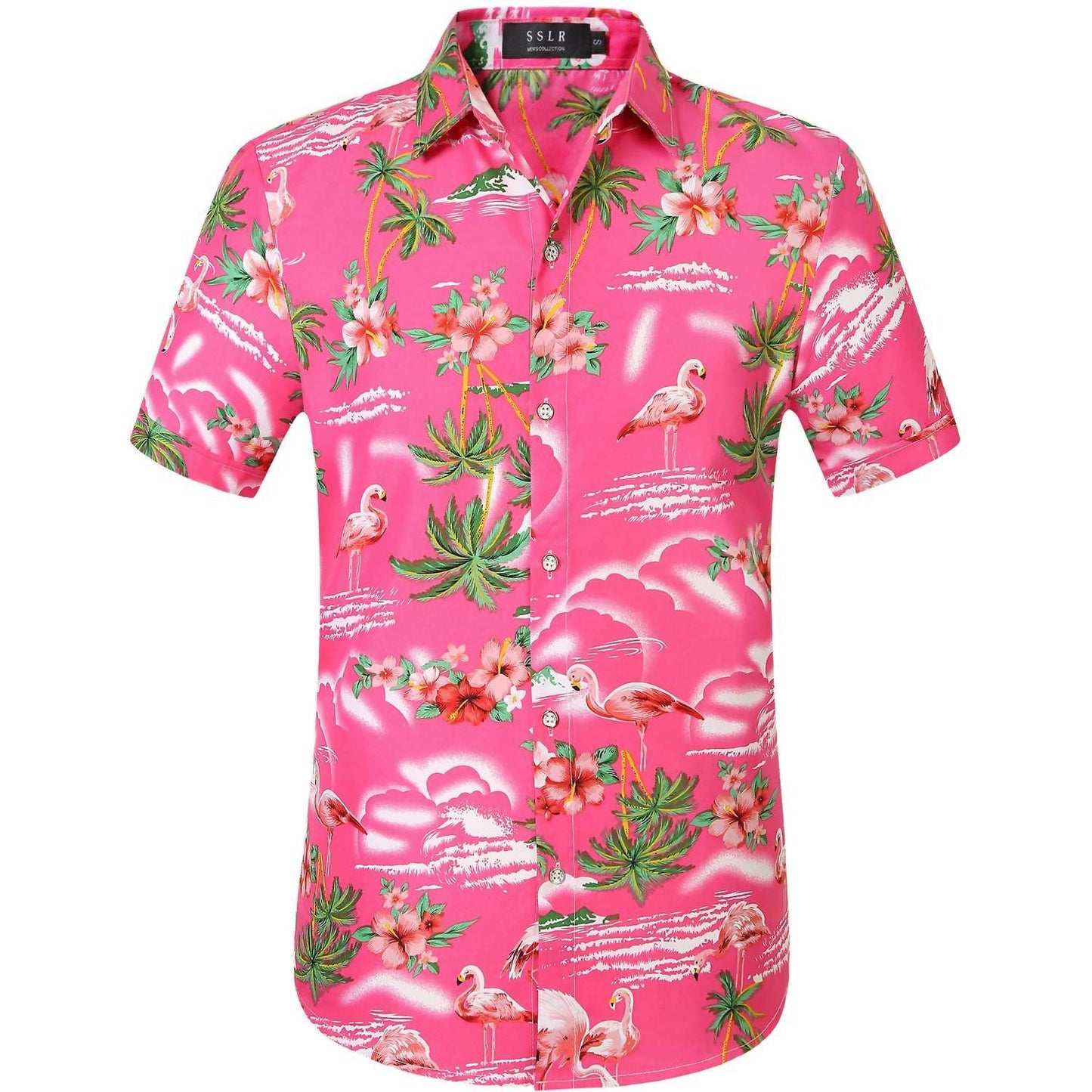 SSLR - Mens Hawaiian Shirt Short Sleeve Flamingo Shirt Casual Button Down Shirts Summer Beach Shirt - Rack Hunt