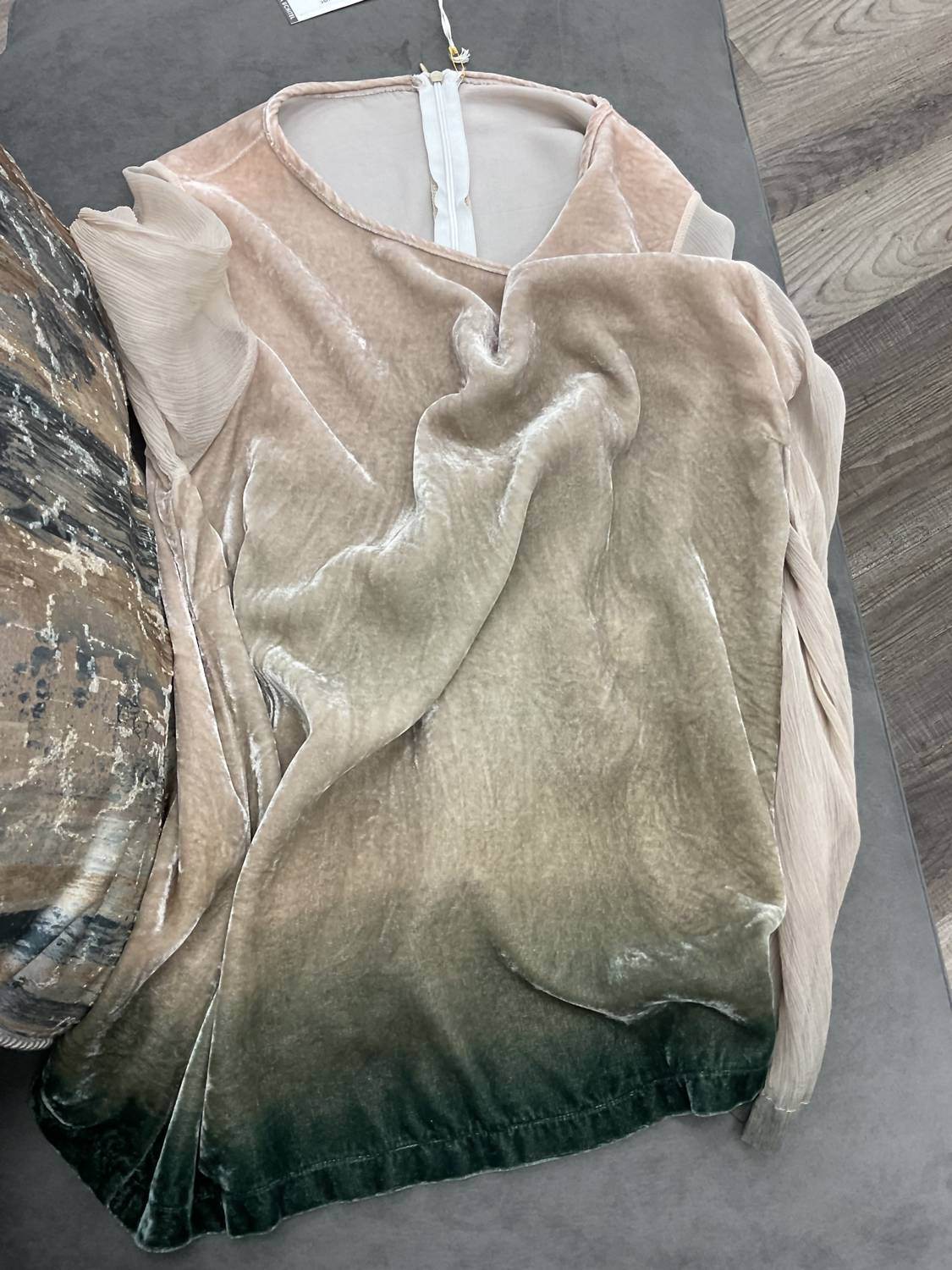 Viviana Uchitel - OLIVE OMBRE SILK VELVET BLOUSE - Rack Hunt