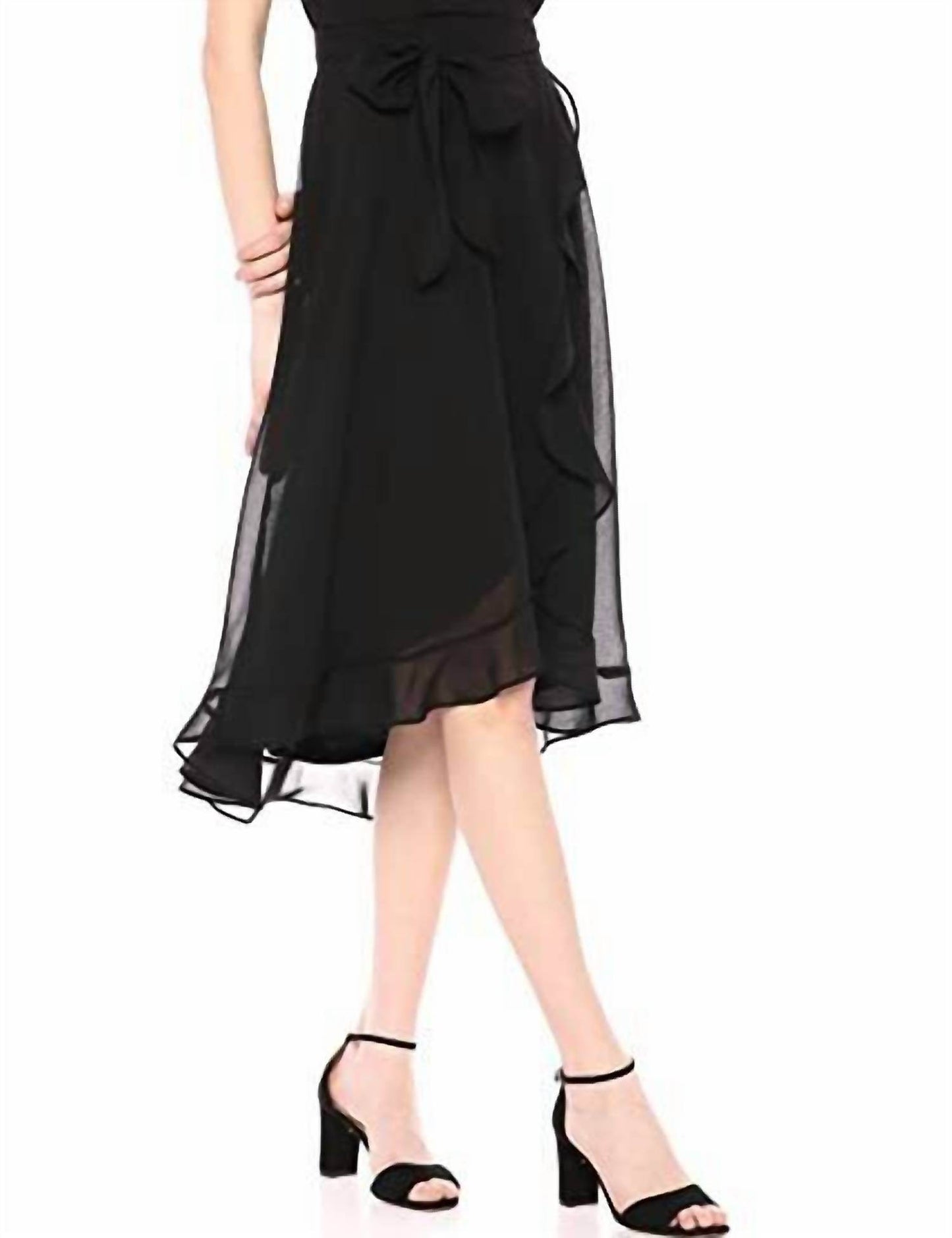 Gabby Skye - Cap Sleeve Tie Waist Faux Wrap Above Knee Dress - Rack Hunt